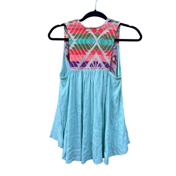 Judith March Embroidered A-Line Boho Swing Tank Top Sz med Multicolor Tassels - Picture 2 of 5